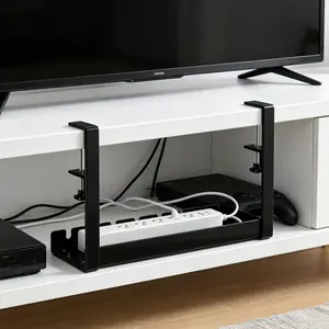30cm no-drill under-desk cable management tray, clip-on cable organizer, sturdy desktop mount, suitable for power outlets and office cables, Cord Organizer for Desk