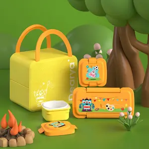 4-In-1 Insulated Lunch Box Set, 25+12+8 Oz PP Bento Box with Aluminum Foil Bag, Leak-Proof, Microwave & Dishwasher Safe, Ideal for Work, Picnic, Camping
