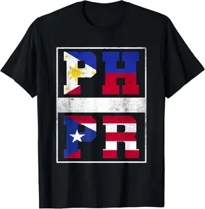100% Cotton Philippines and Puerto Rico Mix Filipino Boricua Roots T-Shirt