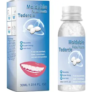 Tooth Repair Beads Kit, 30ml Moldable Thermal Fitting Beads Temporary Teeth Replacement Kit for Temporary Restoration of Missing & Broken Teeth Replacement Dentures, DIY Heat Fit Bead