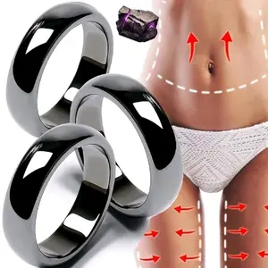 Yanxyad Unisex Black Hematite Stone Ring - Absorbs Negative Energy - No Magnetic