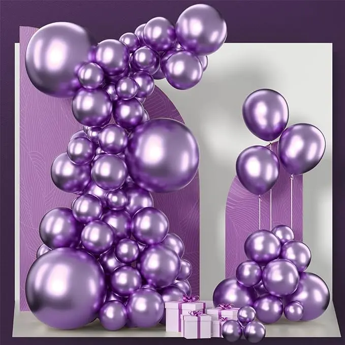 PartyWoo Metallic Purple Balloons 85 pcs Different Sizes of 18 12 10 5 Inch Chrome Purple Latex Helium Balloon Arch Kit Garland for Mardi Gras Wedding Birthday Party Decorations Purple-G105