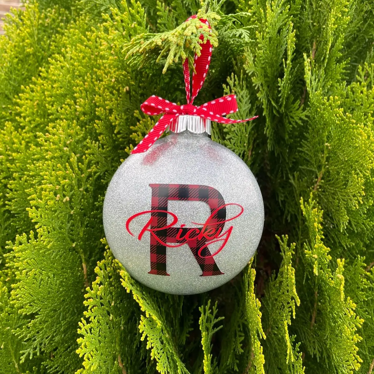 Silver Monogram Christmas Ornament 2023