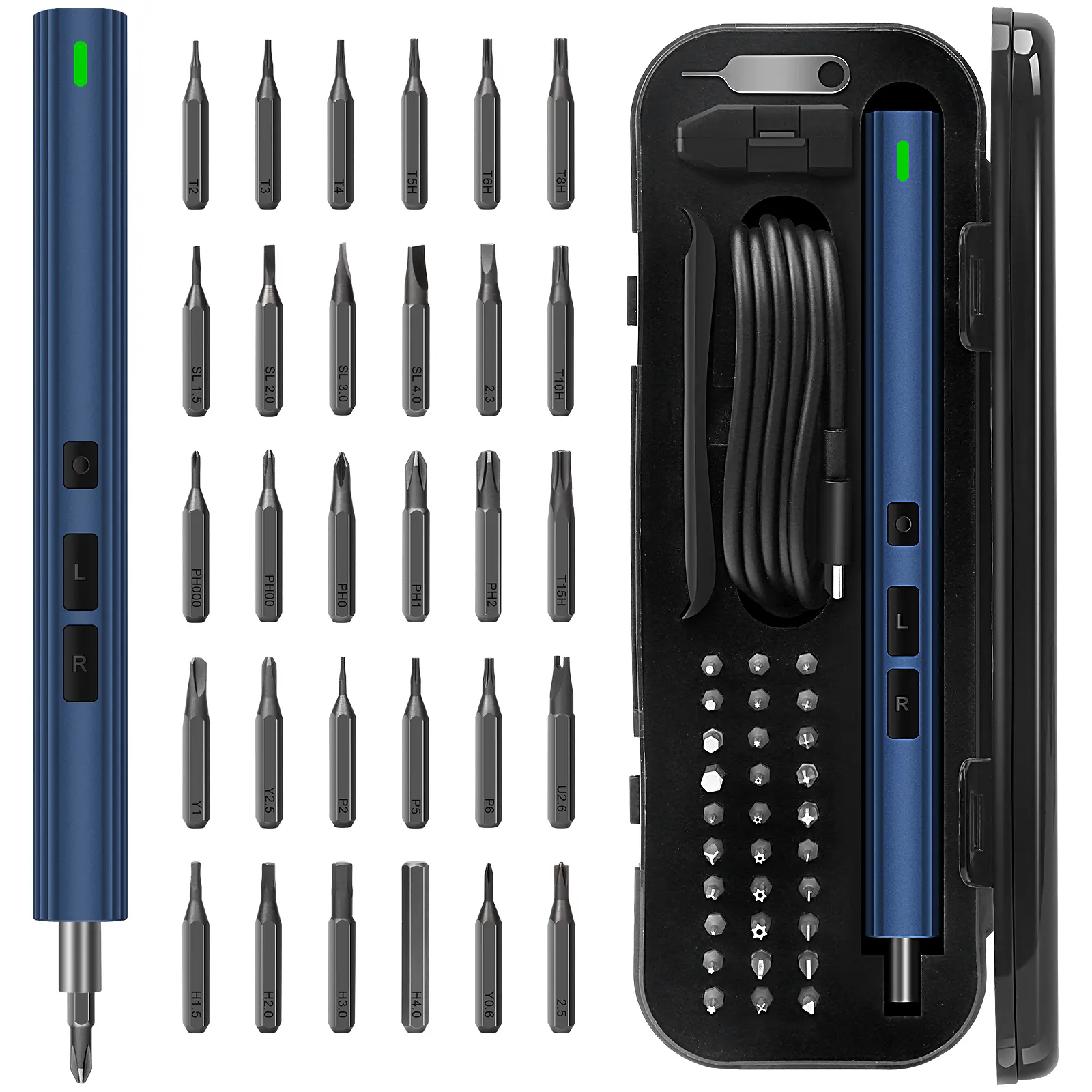 STREBITO Mini Electric Screwdriver, 37-in-1 Electric Screwdriver Kit, 3.7V Power Screwdriver Cordless Rechargeable, Magnetic Electric Precision Screwdriver for PC RC Laptop Phone Computer Electronics screwdriver repair tool