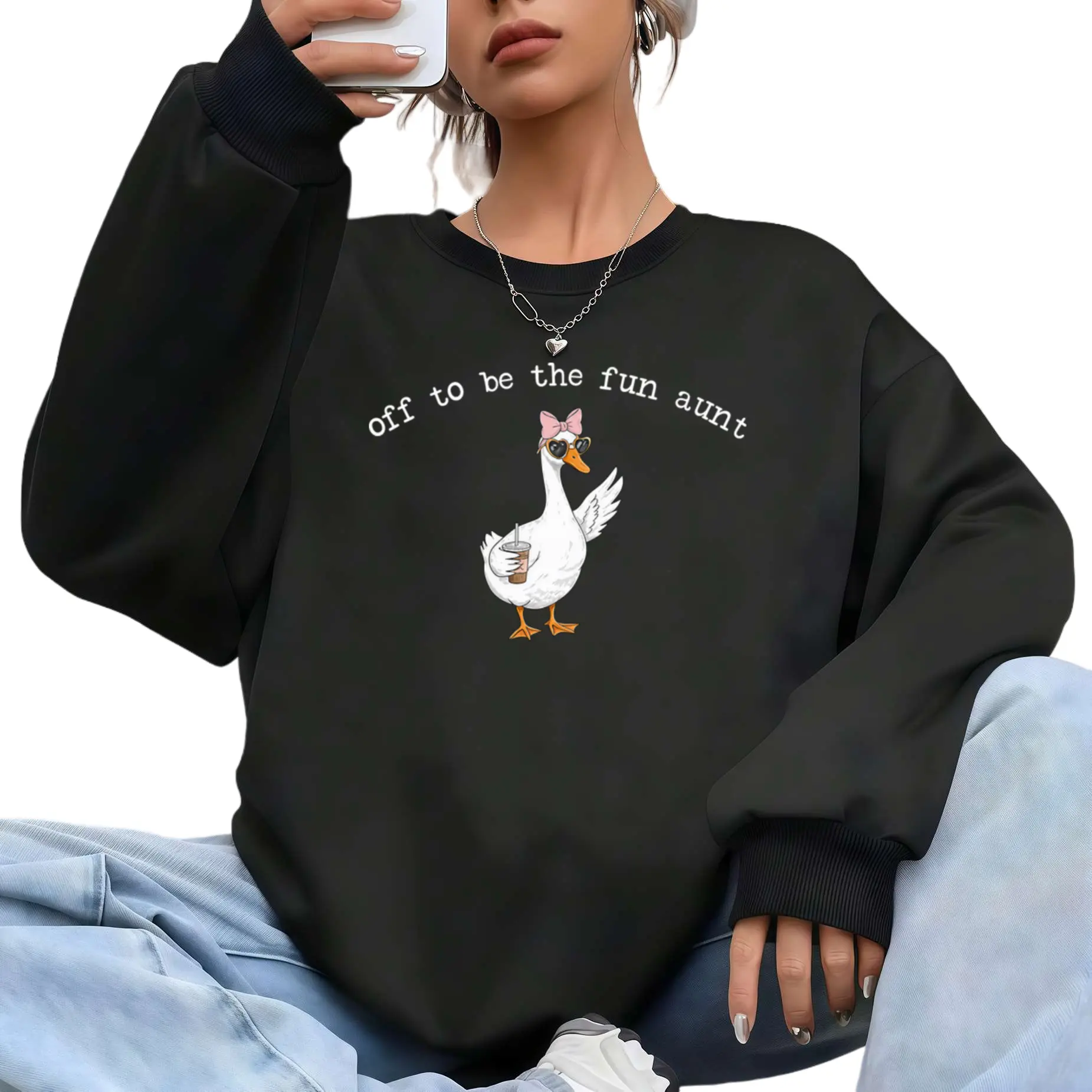 Funny Long Sleeve Sweatshirt for Aunt – Perfect Gift for Future Aunt, Pregnancy Announcement for Sister Fabrics Hoodie