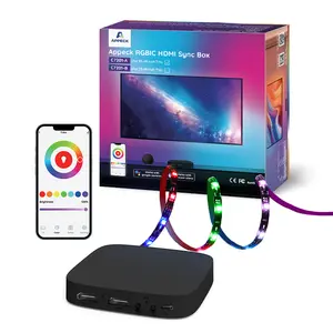 Appeck HDMI 2.0 Sync Box, RGBIC LED TV Backlight for 55-65/ 75- 85 inch TV, Supports 4K at 60Hz and HDR, Video and Music Sync, 30 LEDs/m, Works with Google and Alexa