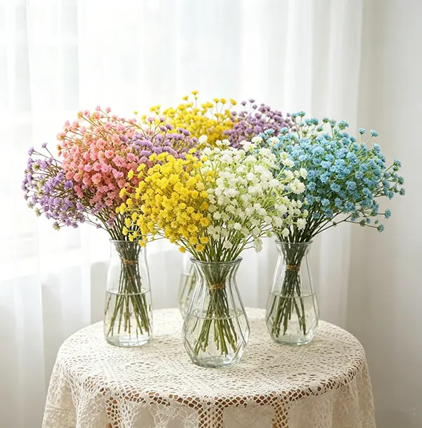 10Pcs Multicolor Fade-Resistant Artificial Baby's Breath Flowers Decor Pack, Farmhouse & Room Decor for Home, Wedding, Thoughtful Housewarming/Birthday Gift