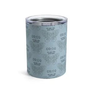Light Blue Tumbler 10oz, Angel Number 909 Accept Yourself, Numerology Gift, Positive Energy Cup, Manifestation Gift, Law of Attraction Gift