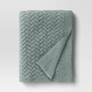 Chunky Chenille Throw Soft Green - Threshold