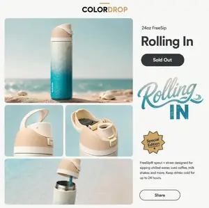 Owala FreeSip Sway Ocean Blue Gradient Water Bottle Insulated Stainless Steel Leakproof Straw Lid Travel Tumbler