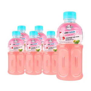Mogu Mogu Strawberry Cream Coconut Jelly Drink 320ml x 6 Pack - Zero Sugar, Low Calorie, Thai Classic Beverage