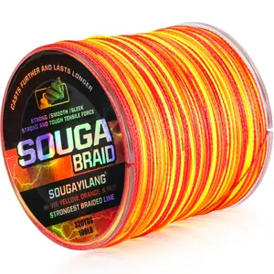 Sougayilang Pro Grade 4-Strand Braided PE Fishing Line, Hi-Vis Yellow/Orange/Red, 320 yds, Strong, Resilient, Colorfast, Sleek, Durable for Outdoor Fishing