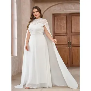 Women wedding party cocktail dress ladies plus size V neck backless maxi dress sleepveless long robe bride white dresses Bridal Womenswear
