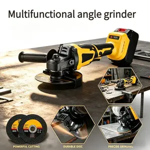 High-power cordless angle grinder, with anti-slip body design, fast cutting and grinding capabilities, and overheat safety protection, suitable for DIY enthusiasts and professional workers, ideal for metal and wood processing and home construction repairs