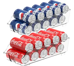 Simple Houseware Soda Can Organizer and Dispenser for Refrigerator / Pantry, Clear, Set of 2