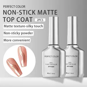 PERFECT COLOR Matte Gel Top Coat Chrome Proof, 2pcs 16ML No Wipe Matte Top Coat Chrome Isolation Powder-Resist Velvet Finish Brown Gel Polish for Nail Art Painting Long Lasting Manicure DIY Gift for Women Perfect for Christmas Nails Art Design Thanksgivin