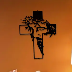 Metal Cross Wall Art, Gift, Stylish Religious Decor, 1 Count Iron Wall Art Decoration, Cross Wall Decoration for Home Living Room School Office