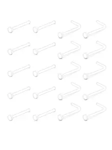 Unisex Transparent Nose Ring, Nose Hoop, 20pcs/set L-shaped Straight Nose Ring, Nose Studs, Nose Ring Holder, Nose Ring Kit, Nose Piercing Kit, Fashion Accessorie for Men and Women