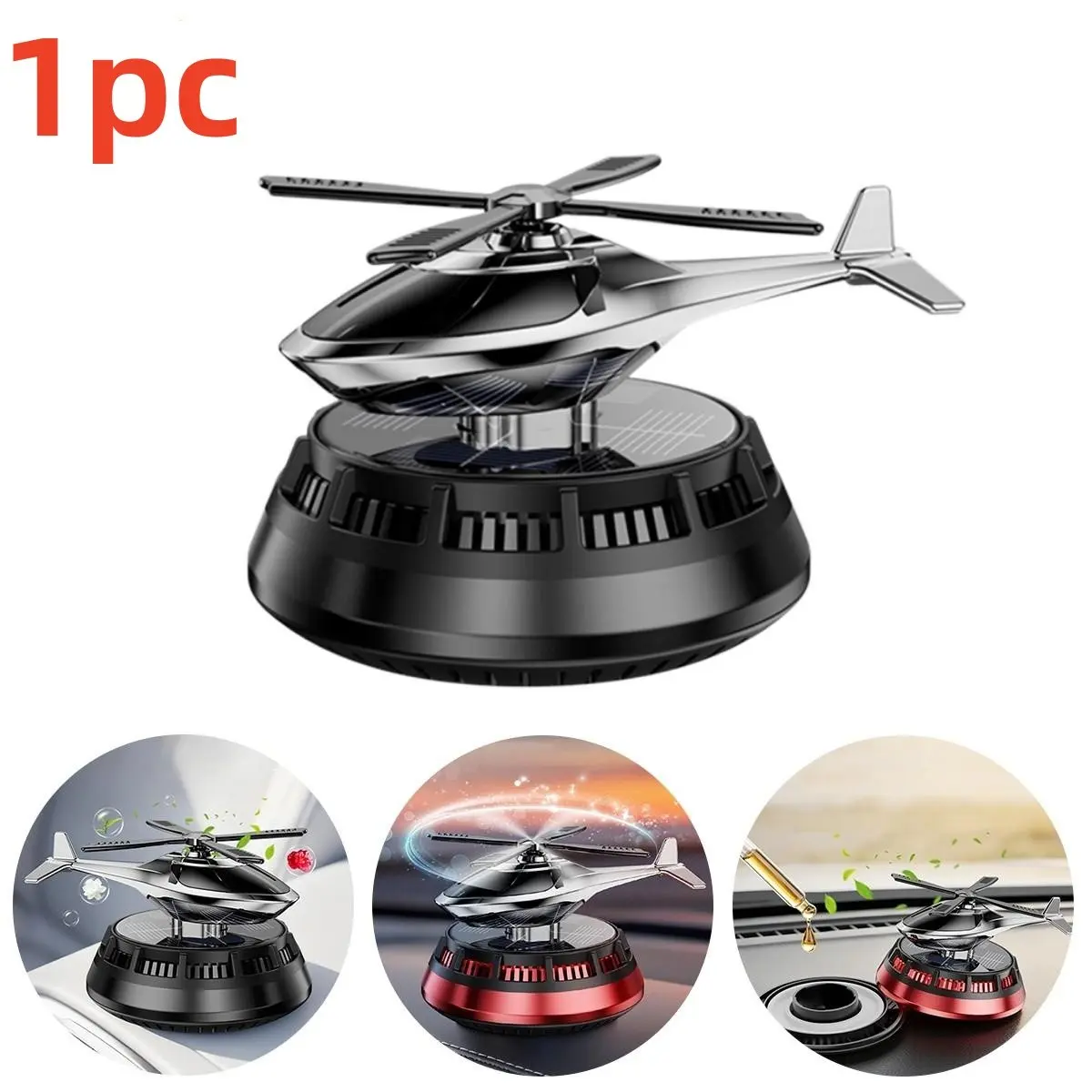 Car Air Freshener Diffuser, Helicopter Solar Rotating Aluminum Alloy Diffuser, Stress Relief & Odor Purification, for Car Office Home Study Room, Car Aroma Diffuser, Car Fragrance