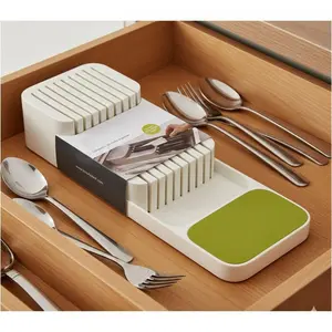 Drawer Knife Storage Box, Anti-Collision Design with Slots to Protect Blades, Moisture-Proof Cutlery Organizer, Anti-Mold Magnetic Holder, Safe Knife Block, Kitchen Utensil Storage, Multifunctional Stand, Stainless Steel Knife Dock, Household Knife Case