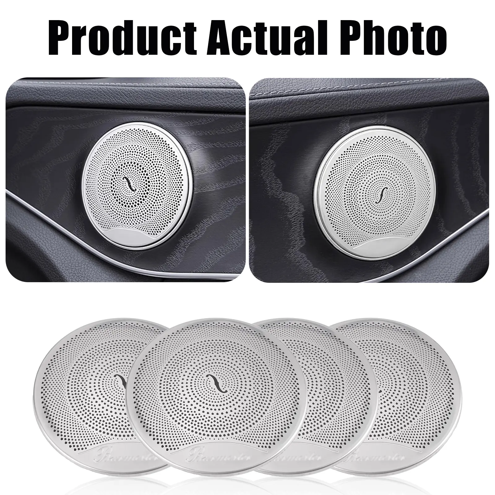 Car Door Stereo Speaker Audio Cover Trim Sticker for Mercedes Benz C-Class/W205 & GLC-Class/X205 & E-Class 2015-2023 3D Printed 304 Stainless Steel Material Car Accessories