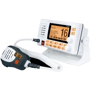 Uniden UM725 Fixed Mount Marine VHF Radio - White, Audio-Enabled, Built-In Speaker, LCD Display, Remote-Controlled, Water-Proof