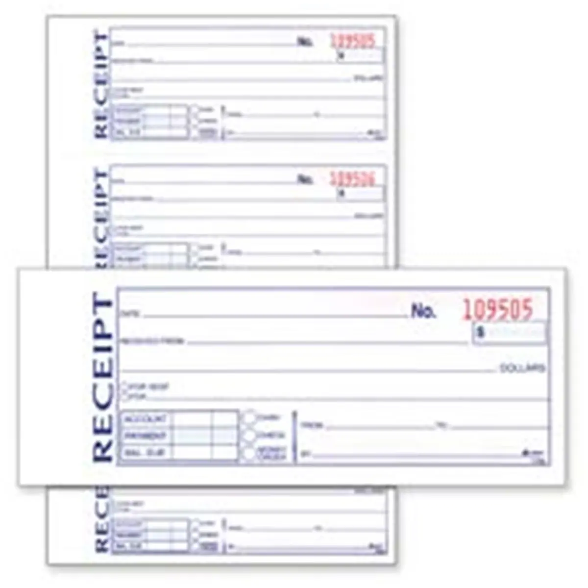 Adams Business Forms ABFDC2501 Pre-Numbered Printed Forms, Tape-Bound 2-Part Accounting Supplies Money/Rent Receipt Book for Business Transactions, 2.75in x 5.38in, 50 Count