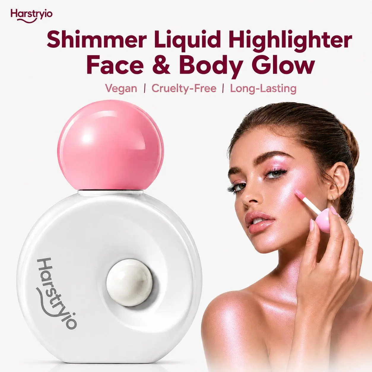 Bulb-Shaped Liquid Highlighter Halo Glow Drops, Dazzling Natural Dewy Luminous Face Glitter Illuminator, Smooth Blendable Buildable Shimmer,Eyeshadow， Mixable With Foundation, Multi-Use Glow For Cheekbone & Body For Women For Daily & Party Makeup