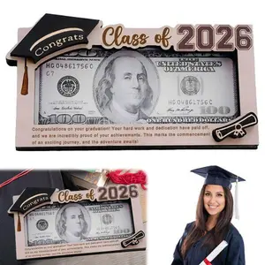 Class Of 2026 Graduation Money Holder Gift, Senior 2026 Cash Envelope Wallet Card, Creative Congrats Grad Keepsake For High School College University Students, Desktop Decorative Money Display Frame For Graduation Party Supplies