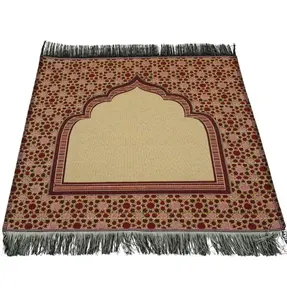 Mini Cotton Woven Travel Islamic Prayer Mat - Mihrab Red