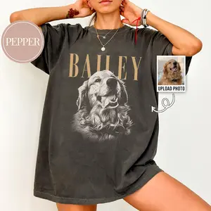 Comfort Colors Custom Pet Photo And Name Shirt, Personalized Pet Shirt, Customized Picture Dog Shirt,Dog Lover Gift,Cat Mom Gift, Pet Loss Gift Unique Mother's Day Father's Day Birthday Gift for Dog Mom Dad