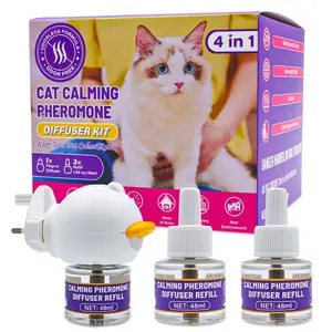 Cat Pheromone Electric Diffuser, Silent Plug-In Calming Diffuser, Covers 700 Sq Ft, No Night Light Interference, Long-Lasting Liquid for Cat Stress Relief
