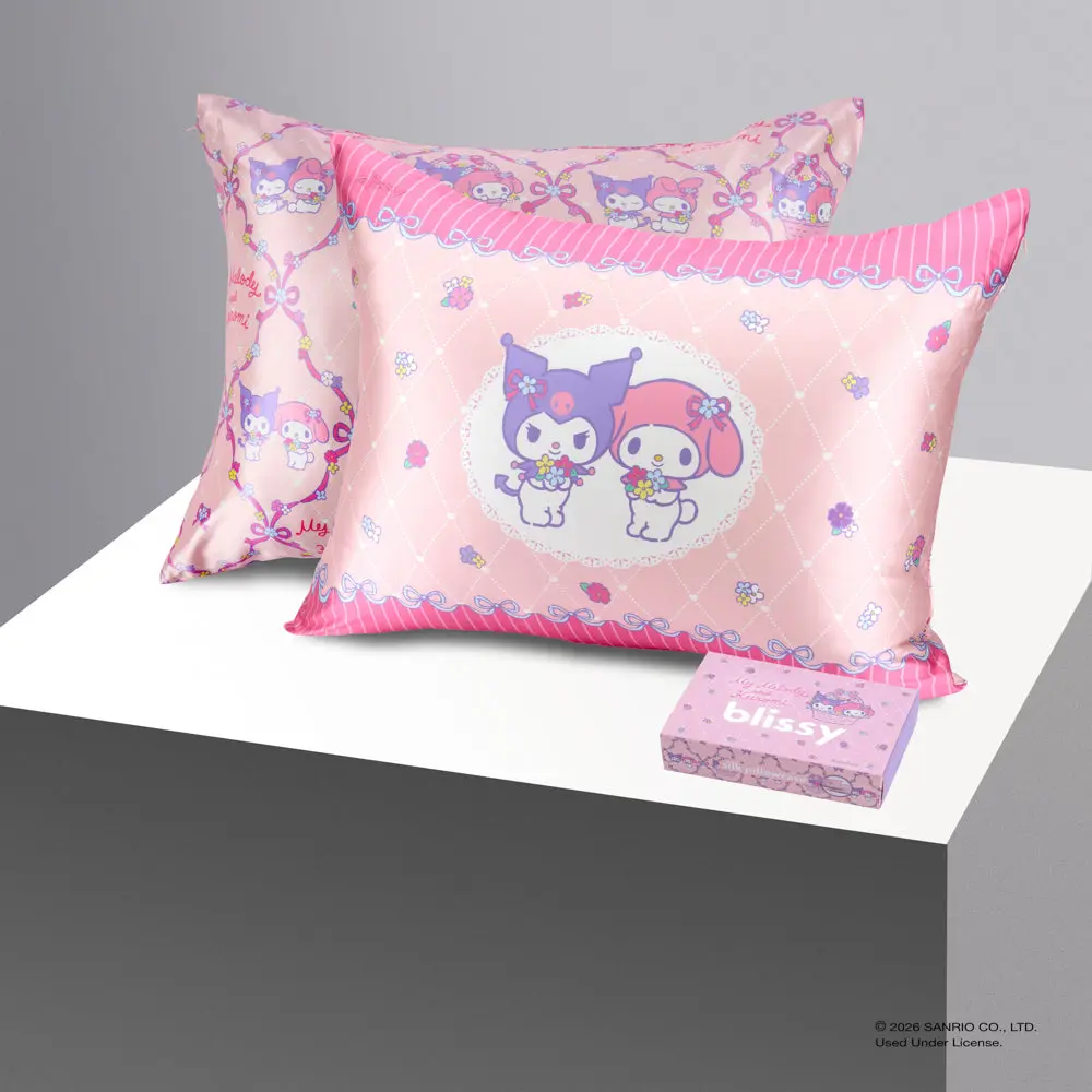 Hello Kitty Melody & Kuromi Blissy Silk Pillowcase – 100% Pure Mulberry Silk – Improve Hair, Skin & Health While You Sleep!