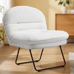 Comfy Saucer Chair,PU Leather Foldable Chairs for Bedroom, Dorm & Gaming, Fashion Floor Chair with Back Support for Small Spaces