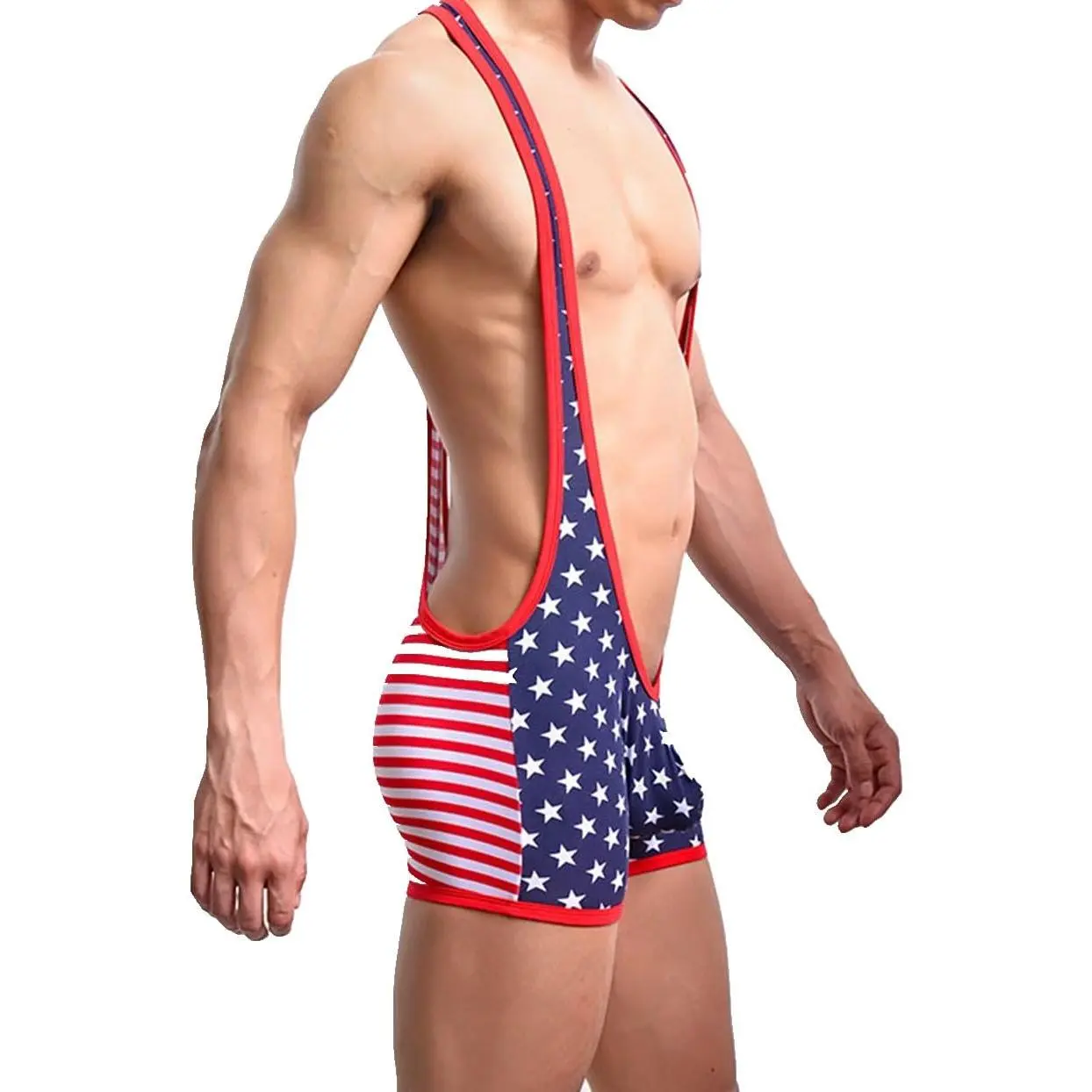 Men' exy port Jocktrap Jumpuit,UA Flag Bodyuit Wretling inglet