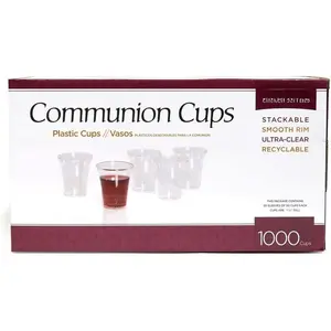 Plastic, Disposable, Recyclable Communion Cups, 1000 Count