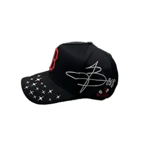 Hat B Black Red Crystals Murakami