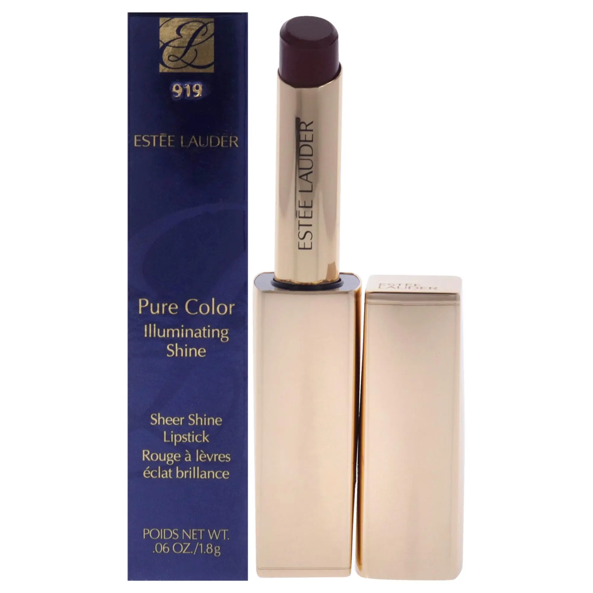 Estee Lauder Pure Color Illuminating Shine Rouge - 919 Fantastical, Radiant Single Makeup Lipstick for Women, 0.06 oz (1.8g)