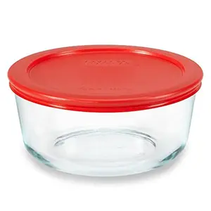 Pyrex Simply Store Glass Food Storage Container, Snug Fit Non-Toxic Plastic BPA-Free Lids, Freezer Dishwasher Microwave Safe, 6 Cup