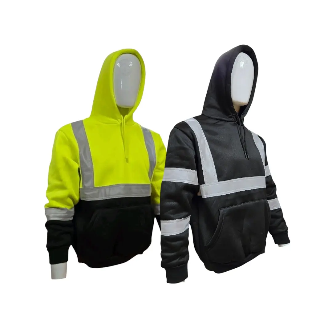 Work Safety Stretchable Polyester Pullover Hooded Sweatshirt, ANSI 107-2015 Certified, Lightweight Easy-Care with Reflective Strips for Low Light Conditions, Maximum Visibility, Safety In Low Light