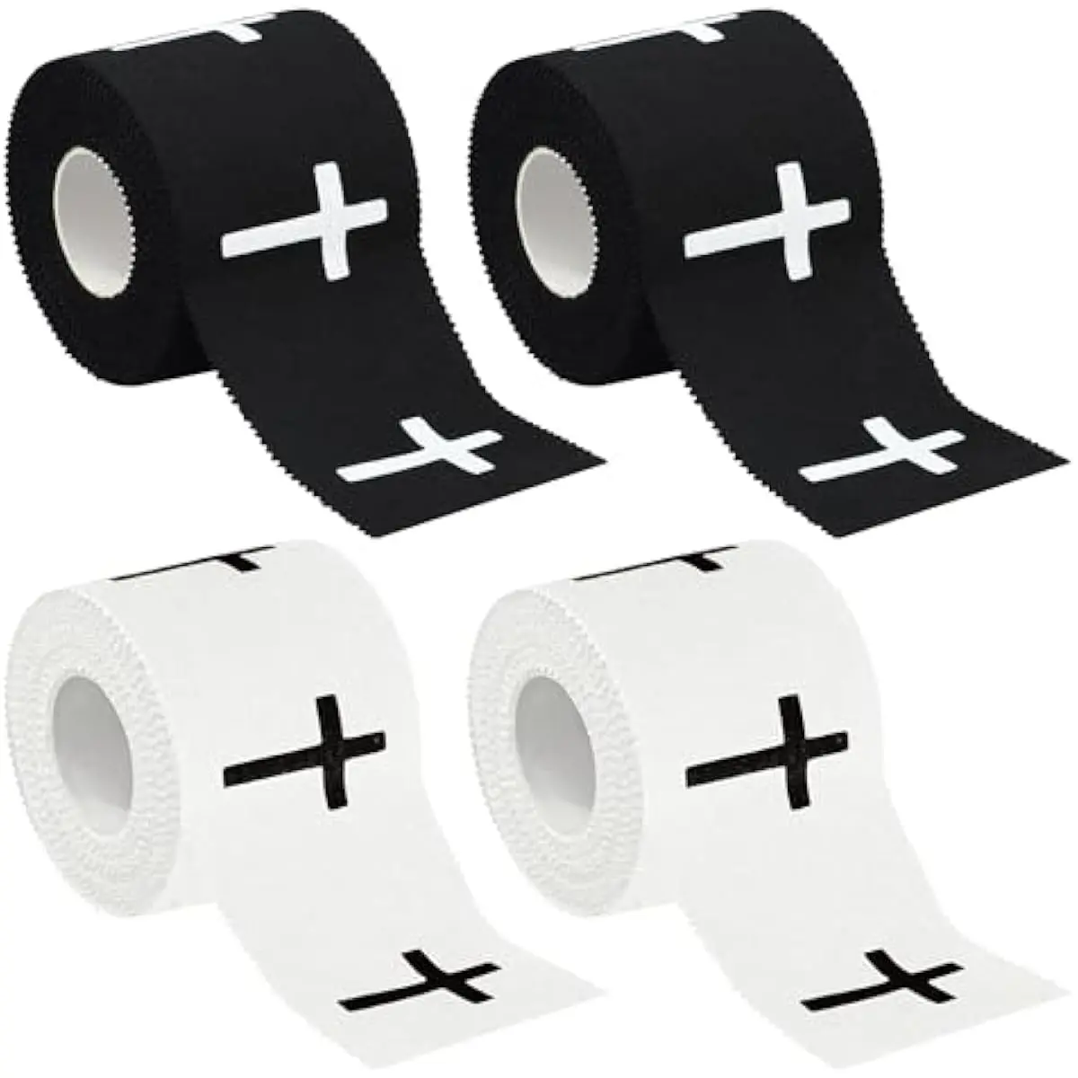 Christian Athletic Tape, 4 Pack Cotton Sports Wrap with Cross Print for Wrist Support, Self-Adhesive for Baseball, Boxing & Tennis - 2in x 23ft