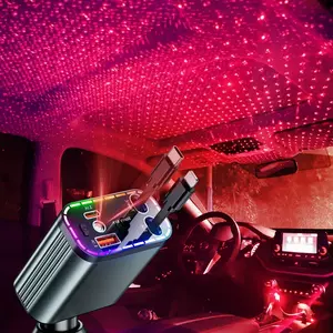 Decorative Light with 4 in 1 Retractable Car Charger Adapter, Starry Sky Light with Fast Charging Car Charger, USB & Type C Ports Car Charger Compatible with Android, Valentine's Day Gift, Interior Decor Accessories, Retractable Cables