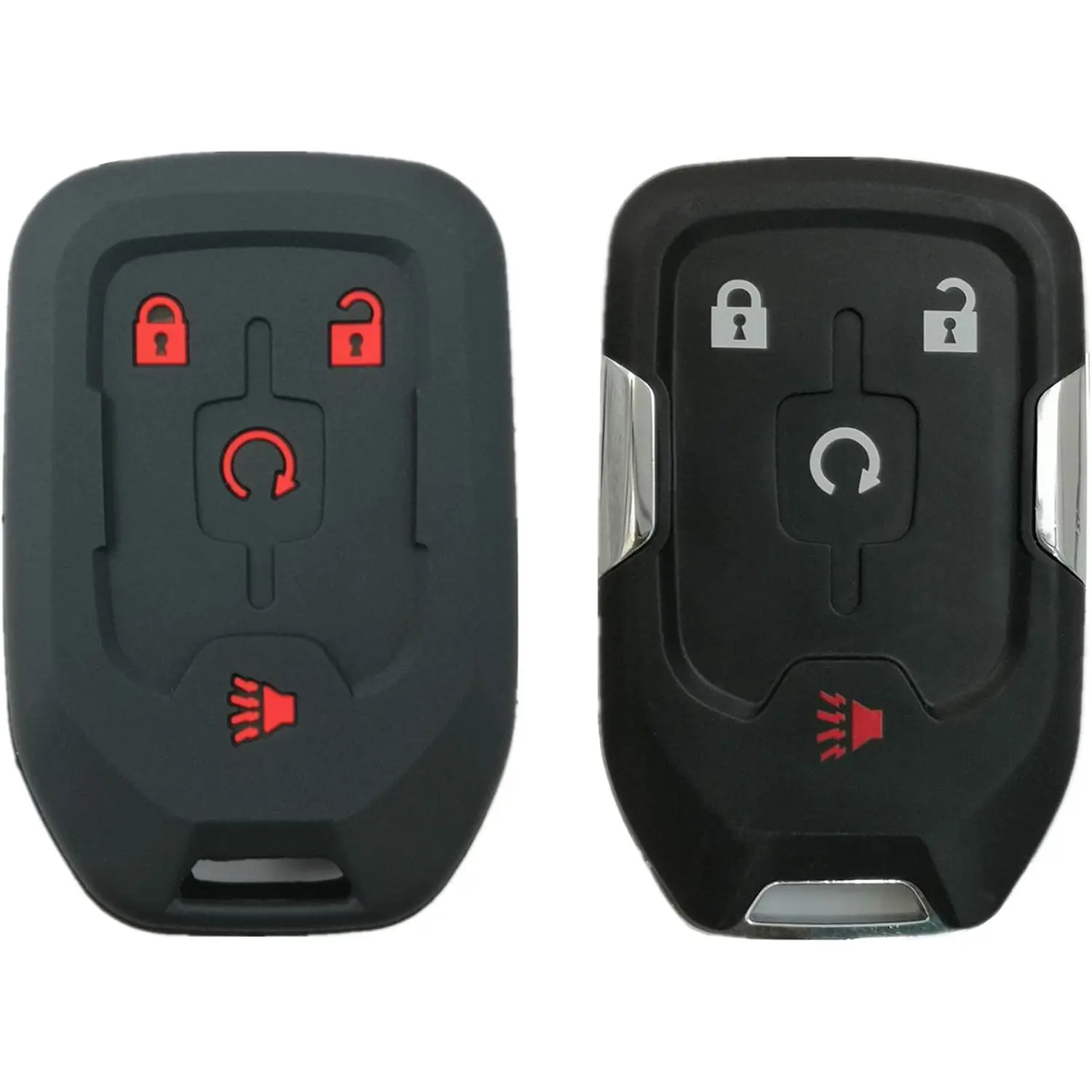 Car Key Protector Kit - 1 Uncut Blank Replacement Shell + Silicone Cover, Keyless Entry Remote Fob Vehicle Accessory Compatible with 2017-2022 GMC Terrain HYQ1EA HYQ1AA 13584512 (Highly Recommend Picking Them Up)