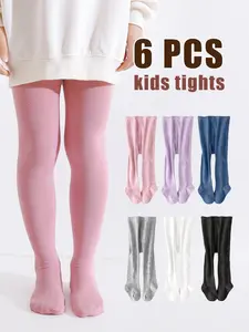 Girls' Seamless Leggings Tights, Comfortable, Stylish & Casual Design, Perfect for Daily Wear, Ideal for Spring & Fall Seasons, 6-Pack Set