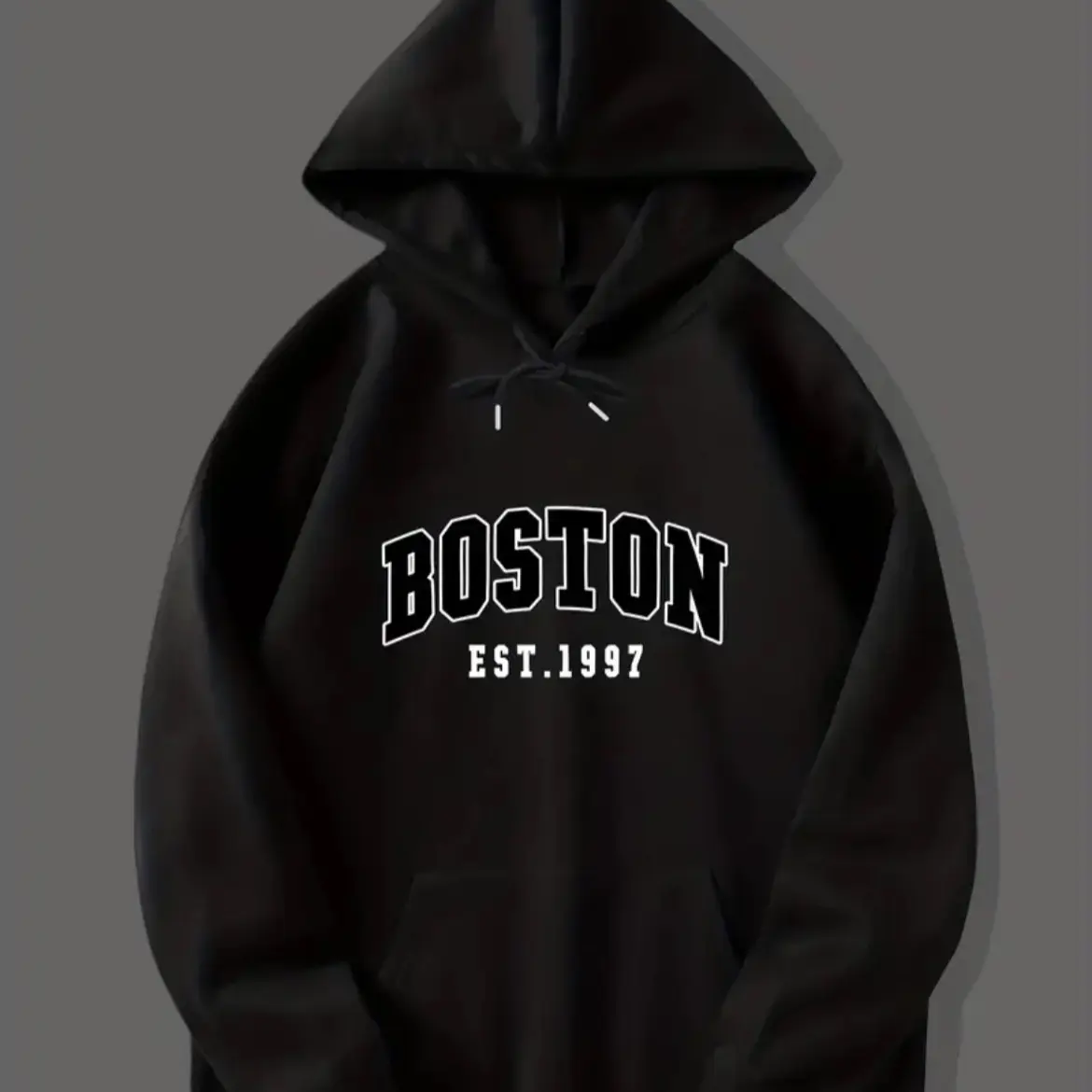 Black Boston pullover hoodie