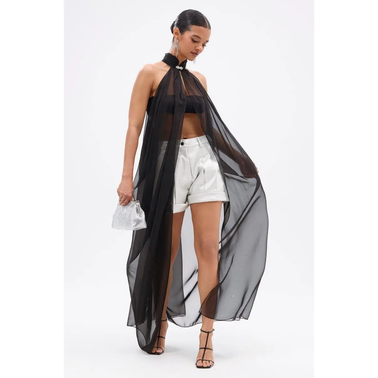 GLOWING CHIFFON BLOUSE IN BLACK