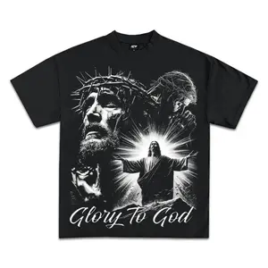 God communicates with me Vintage Jesus Graphic T Shirt with Bold Retro Style Featuring Y2K Rap Streetwear Inspiration in Unisex Crew Neck Design