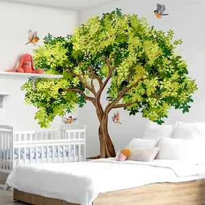 1 set Tree Bird Wall Stickers, Living Room Bedroom Background Decor, Easy-Remove Self-Adhesive Art Decals