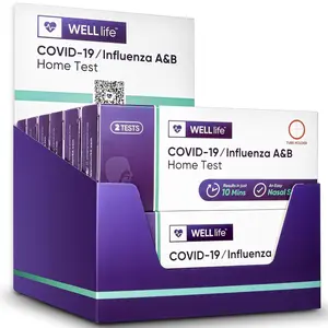 WELL Life COVID-19/Flu A&B Home Test, 24 Tests, Covid Home Test FDA EUA Authorised, Result in 10 Minutes, Non-invasive Home Tesing Kit