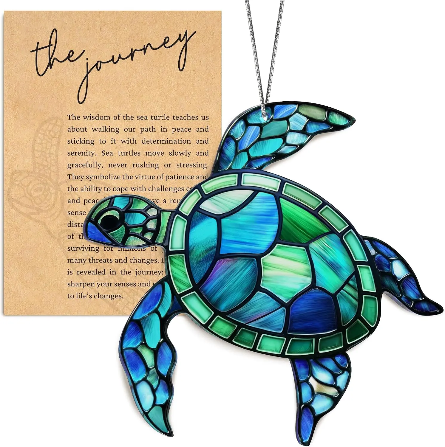 Turtle Gifts for Women, Sea Turtle Ornament with Story Card | Beach Gifts for Women, Beach Christmas Ornaments for Tree, White Elephant Presents for Friendship